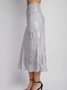 Silver Foil Midi Skirt
