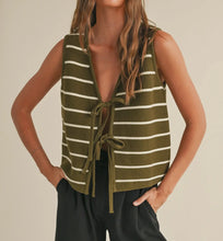 Load image into Gallery viewer, Olive Knit Tie Vest
