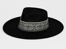 Load image into Gallery viewer, Black Aztec Flat Brim Hat
