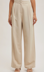 Beige Pleated Trousers