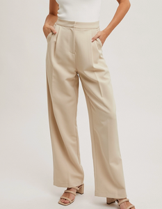 Beige Pleated Trousers