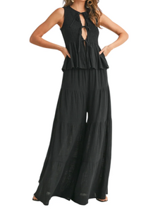 Noir Peplum Gauze Set