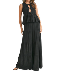Noir Peplum Gauze Set